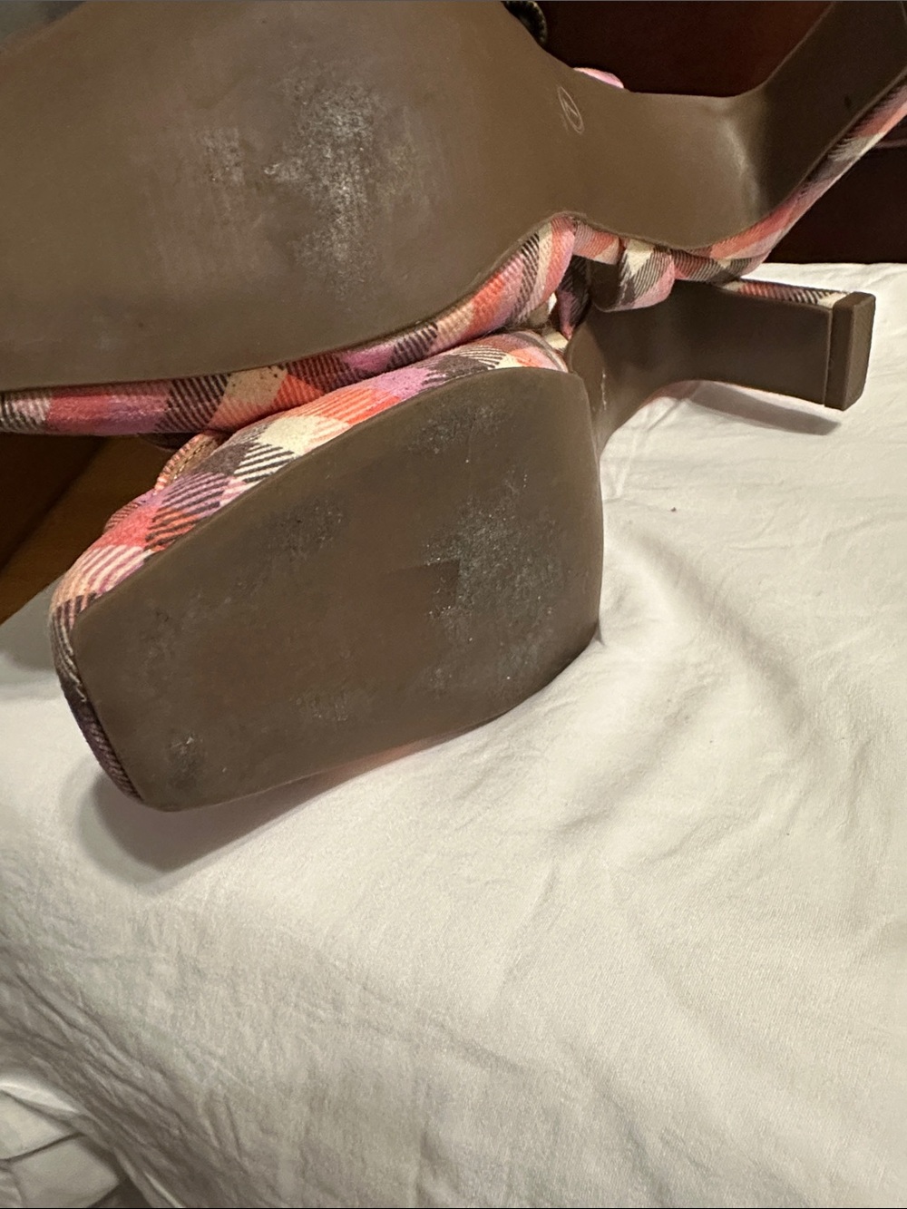 Cityclassified Pink Orange Plaid Buckle Slingback Mules - Picture 8 of 10